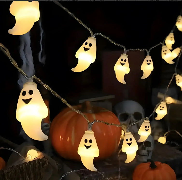 PVC Soft Material Halloween Lighting Chain Pumpkin Ghost Bat Modeling Lamp Indoor And Outdoor Home Decoration