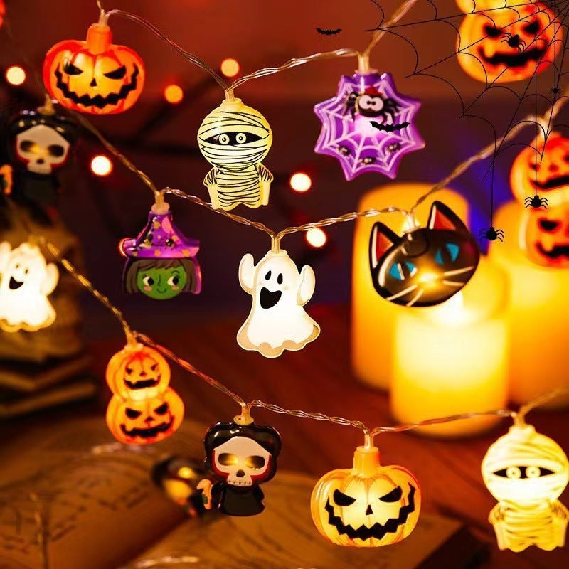 PVC Soft Material Halloween Lighting Chain Pumpkin Ghost Bat Modeling Lamp Indoor And Outdoor Home Decoration