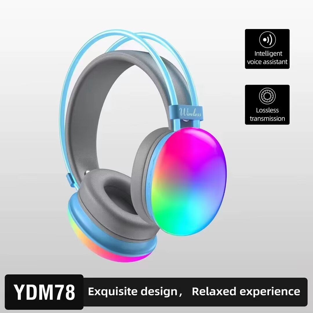 Head mounted Bluetooth earphones YDM78 luminous computer gaming wireless headset